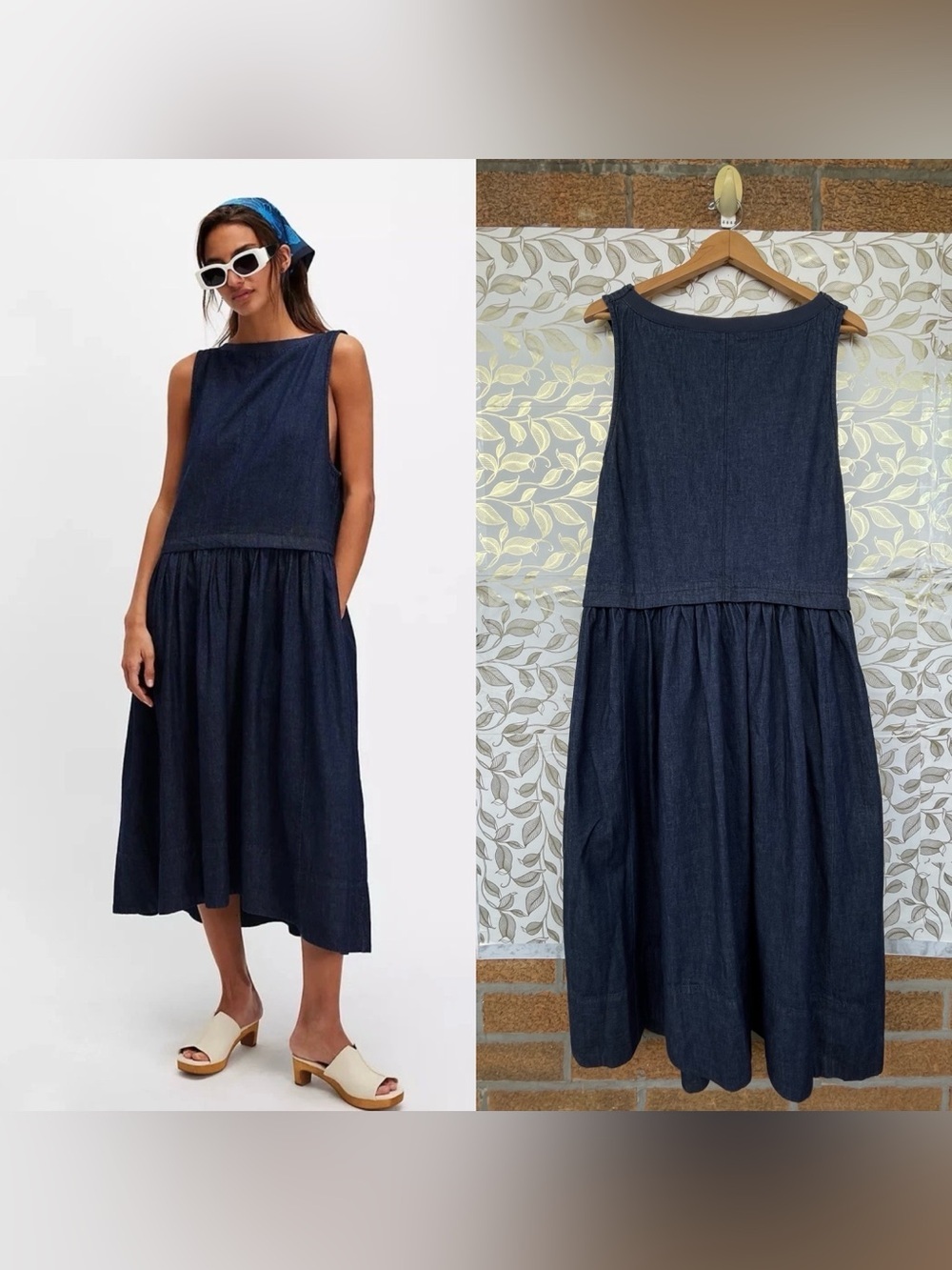 Free People Soraya Denim Midi Dress Dark Wash S